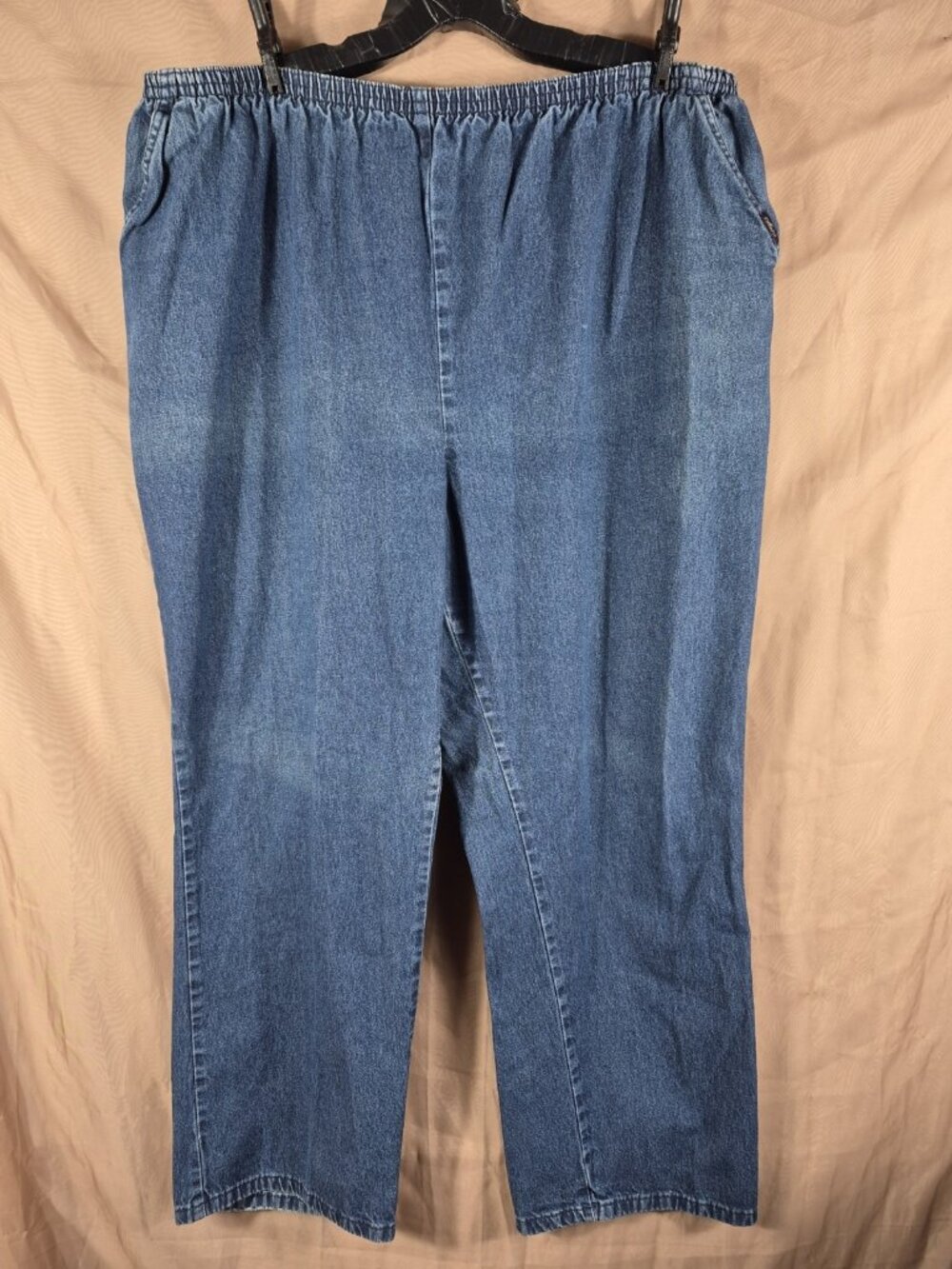 Chic Women's Blue Straight Elastic Waist Pull Up Comfy Fit Jeans 26 W